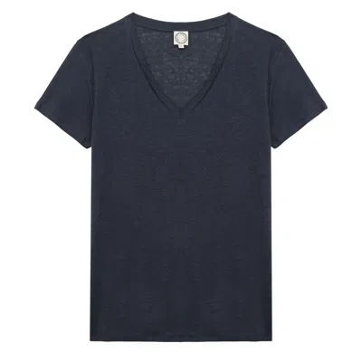 Ines De La Fressange T-shirt Apolline En Lin Marine In Blue