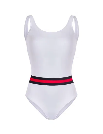 Ines De La Fressange Fashion, Maillot De Bain Une Pièce Femme Uni Blanc, Ines X Vilebrequin In White