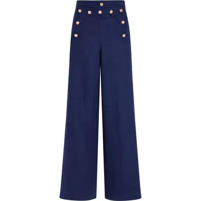 Ines De La Fressange Pantalon D'été Liris En Lin, Ines X Vilebrequin In Blue