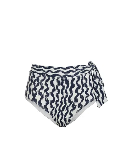 Change Of Scenery Women's Blue / White Side Tie High Waist Bottom In Elysia Waves In Multi