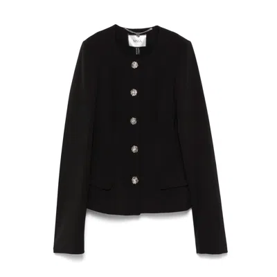 Nissa Flower-button Jacket In Black