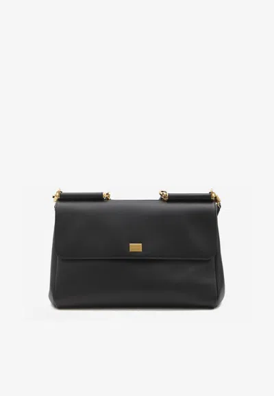 Dolce & Gabbana My Sicily Leather Handbag In Black
