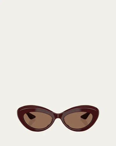 Khaite Bold Acetate Oval Sunglasses In Brown