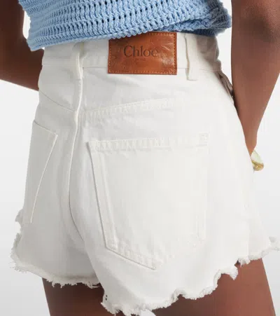 Chloé High-rise Denim Mini Shorts In White