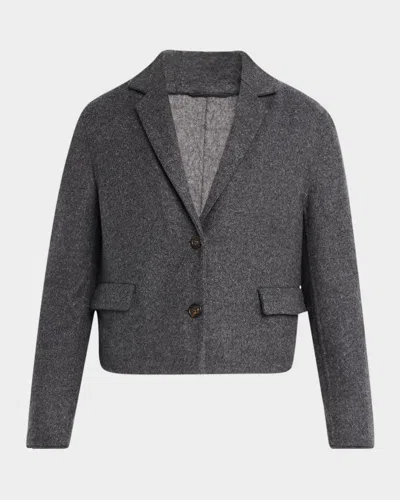 Brunello Cucinelli Fluid Wool Double-faced Crop Jacket In Gray