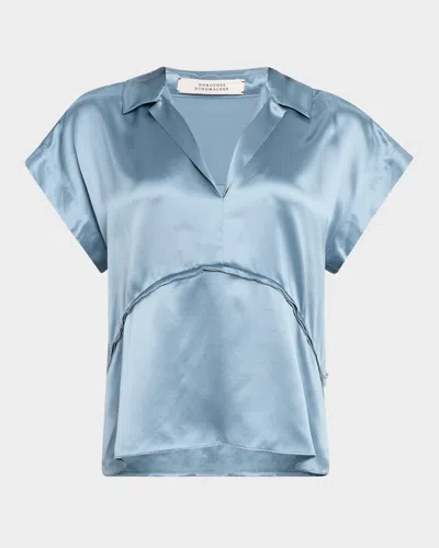 Dorothee Schumacher Sense Of Shine Silk Satin Top In Blue