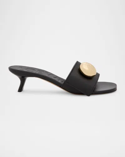 Loewe 450mm Pebble-embellished Leather Sandals In Black