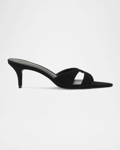 Schutz Hilda Suede Crisscross Stiletto Mules