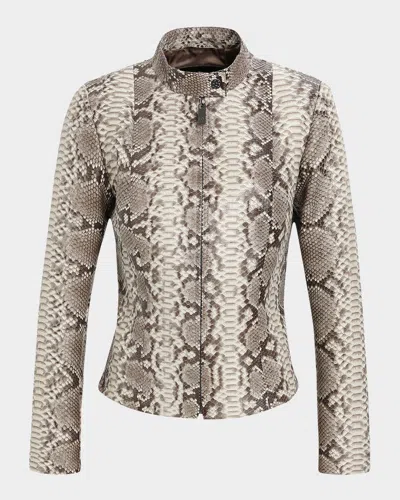 Gorski Fitted Python Jacket In Brown