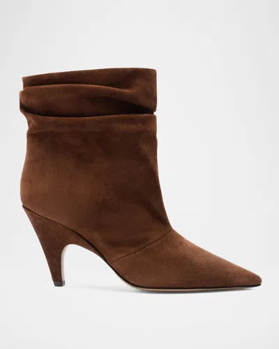 Alexandre Birman Tati Pointed Toe Slouch Bootie In Brown