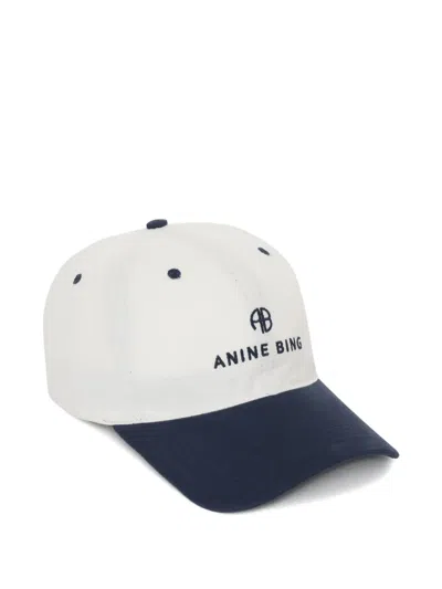 Anine Bing Womens Ivory And Navy Jeremy Baseball Cap In White