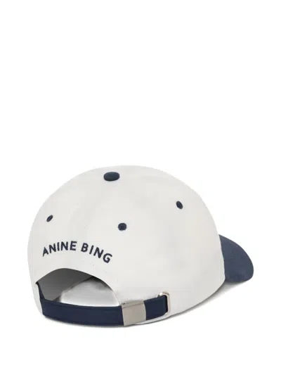 Anine Bing Womens Ivory And Navy Jeremy Baseball Cap In White