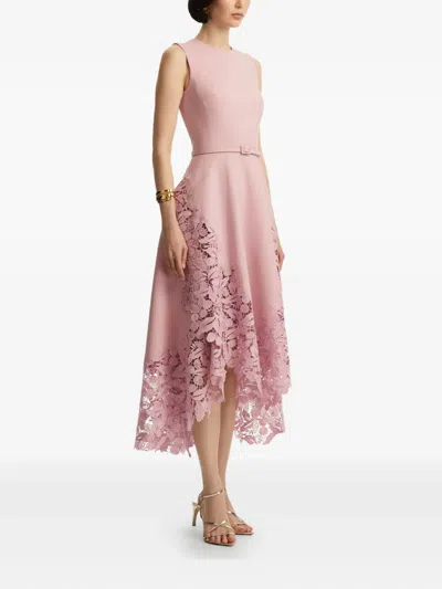 Oscar De La Renta Sleeveless Cherry Guipure Embroidered Dress In White