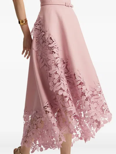 Oscar De La Renta Sleeveless Cherry Guipure Embroidered Dress In White