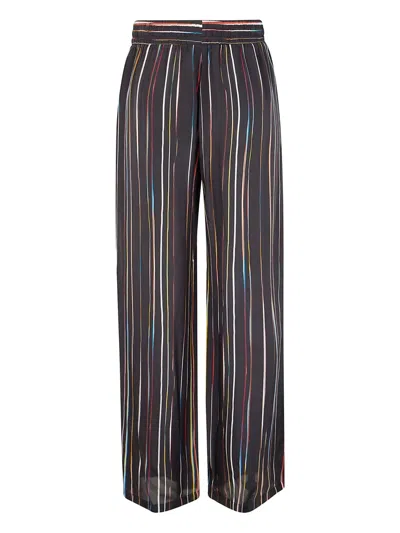 Paul Smith Silk Trousers Stripes Elastic Waistband In Multi