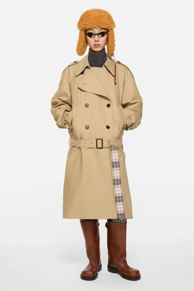 Acne Studios Double-breasted Trench Coat In Cold Beige