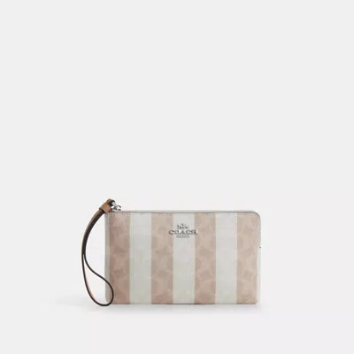 Coach Large Corner Zip Wristlet In Signature Canvas