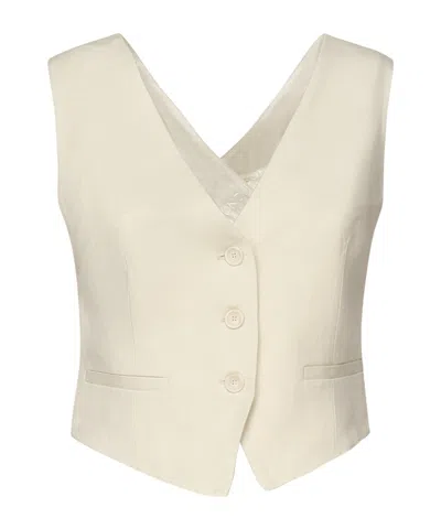 Dondup Cream Twill Tailored Fit Vest In White