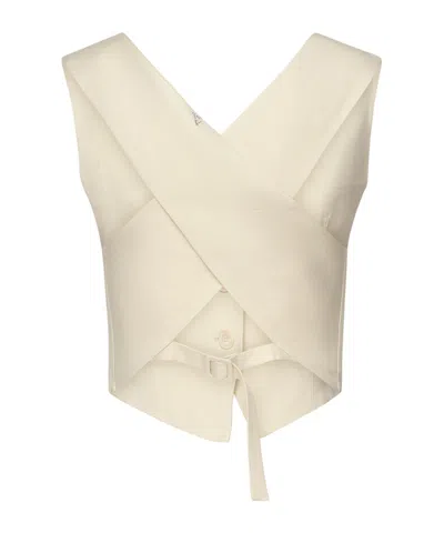 Dondup Cream Twill Tailored Fit Vest In White