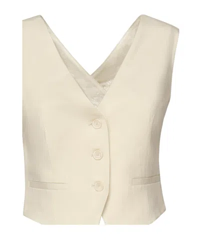 Dondup Cream Twill Tailored Fit Vest In White