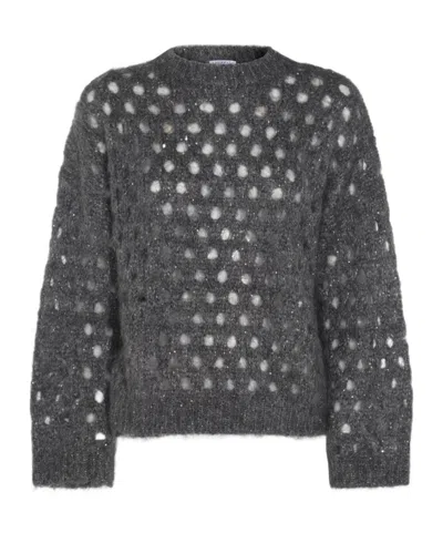 Brunello Cucinelli Metallic Crewneck Knitwear Sheer Texture