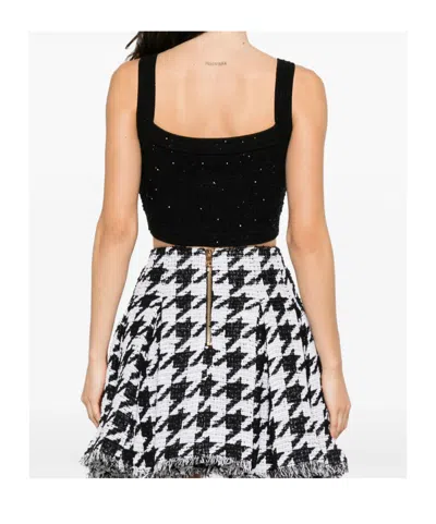 Balmain Tweed Crop Top In Black