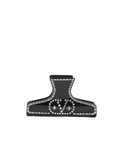 Valentino Garavani Hair Accessories Rhinestone Embellishments In Black
