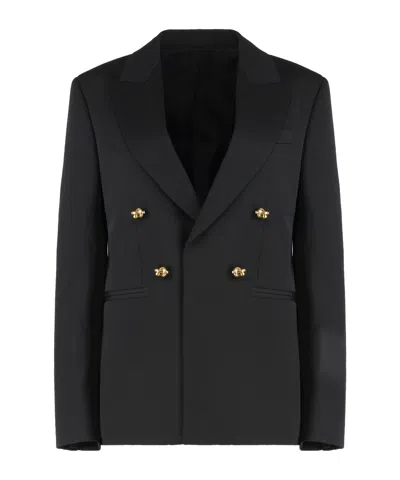 Bottega Veneta Double-breasted Wool Blazer With Embellished Buttons In Black