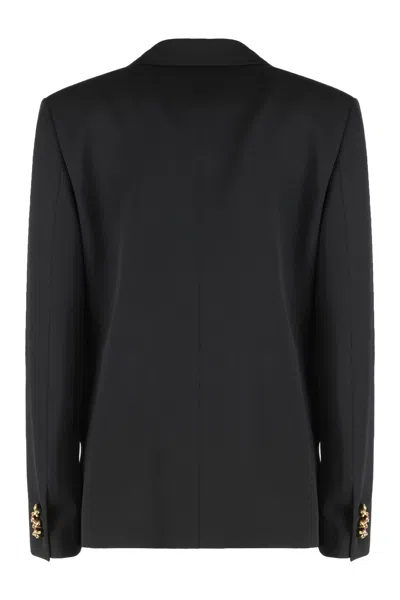 Bottega Veneta Double-breasted Wool Blazer With Embellished Buttons In Black