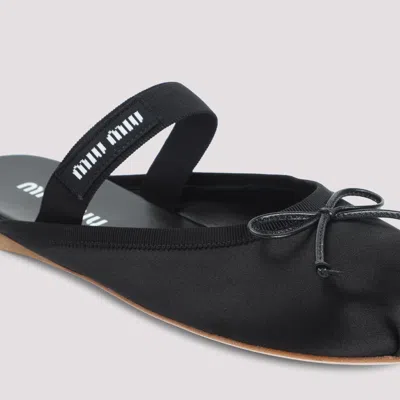 Miu Miu Leather Mary Jane Ballerina Mules In Black