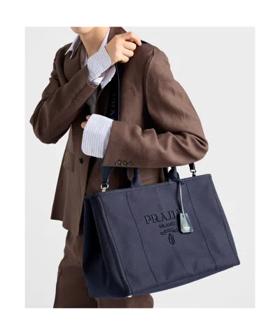 Prada Mens Grey Brand-plaque Saffiano Leather Shoulder Bag