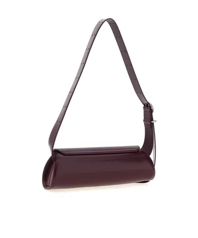Jil Sander Small Rectangular Shoulder Bag With Adjustable Strap In Burgundy