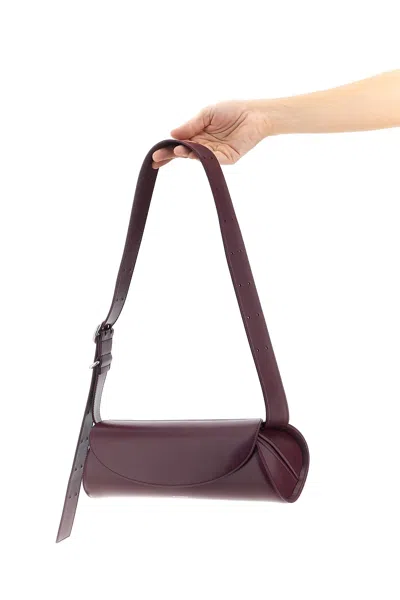 Jil Sander Small Rectangular Shoulder Bag With Adjustable Strap In Burgundy
