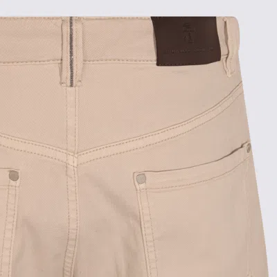Brunello Cucinelli Straight Trousers With Belt Loops And Pockets In Neutral