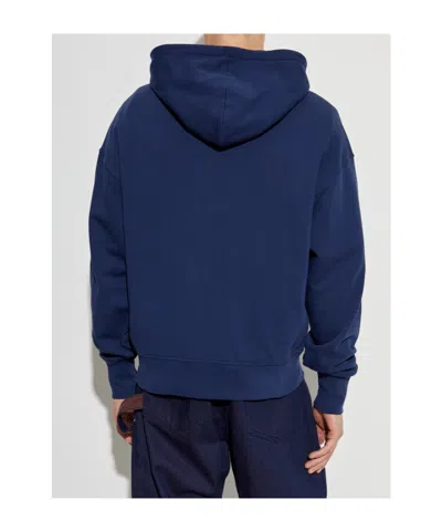 Alexander Mcqueen Full-zip Hooded Sweatshirt With Embroidered Detailing In Blue