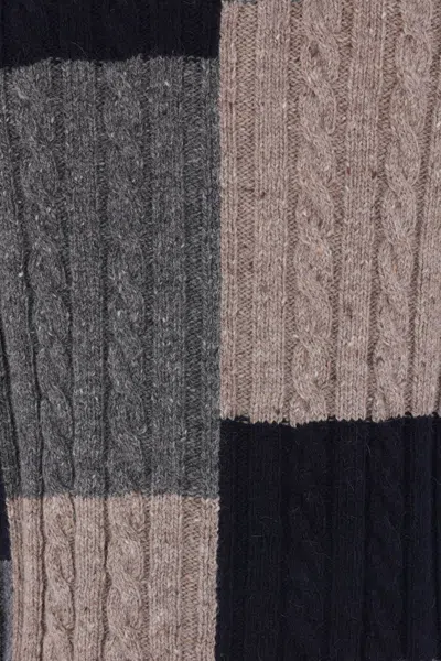 Thom Browne Patchwork Cable Knit Cardigan With Button-up Front In Multi