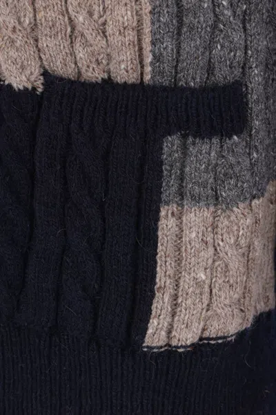 Thom Browne Patchwork Cable Knit Cardigan With Button-up Front In Multi