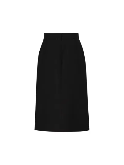 Valentino Black Wool Blend Skirt In Black