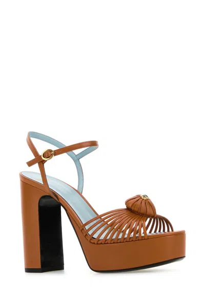 Valentino Garavani Orange Leather Vlogo Signautre Sandals In Multi