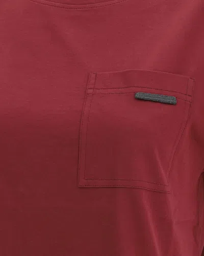 Brunello Cucinelli Cotton T-shirt Embellished Shiny Jewels In Red