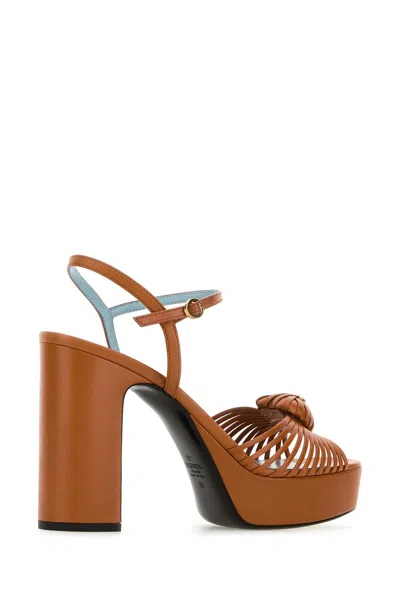 Valentino Garavani Orange Leather Vlogo Signautre Sandals In Multi