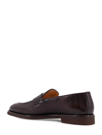 Brunello Cucinelli Leather Slip-on Loafers Rubber Sole In Burgundy