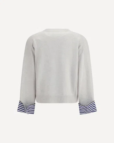 Brunello Cucinelli Cashmere Sweater Striped Cuffs Jewels