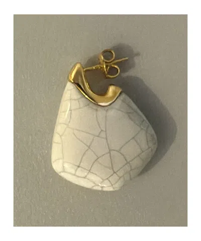 Bottega Veneta Orecchini Finn Piccoli In Ceramica E Argento Donna In Metallic