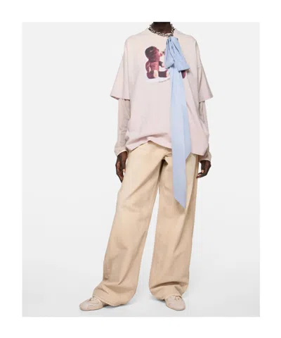 Acne Studios Double Layer Printed T-shirt In Pink