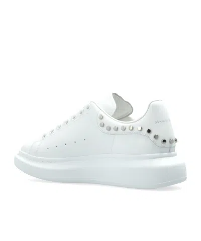 Alexander Mcqueen White Leather Sneakers With White Leather Heel In White