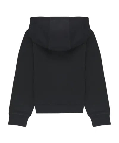 Moncler Embroidered Logo Cotton Hoodie In Black