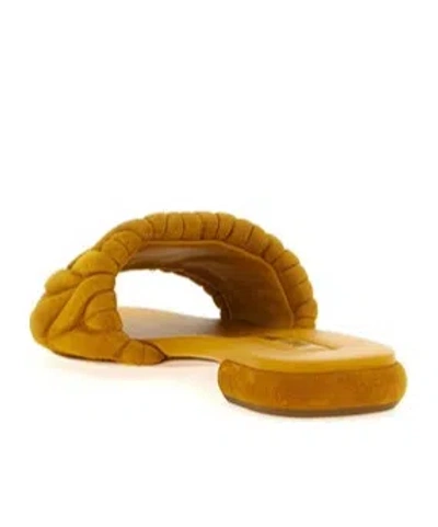 Miu Miu Quilted Flat Sole Open Toe Slippers In Orange