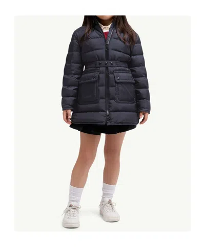 Moncler Pasenza Belted Hooded Down Jacket In Black
