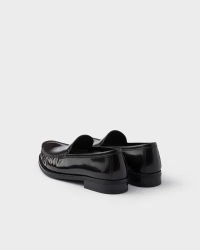 Prada Brushed Leather Loafers Shoes In Black